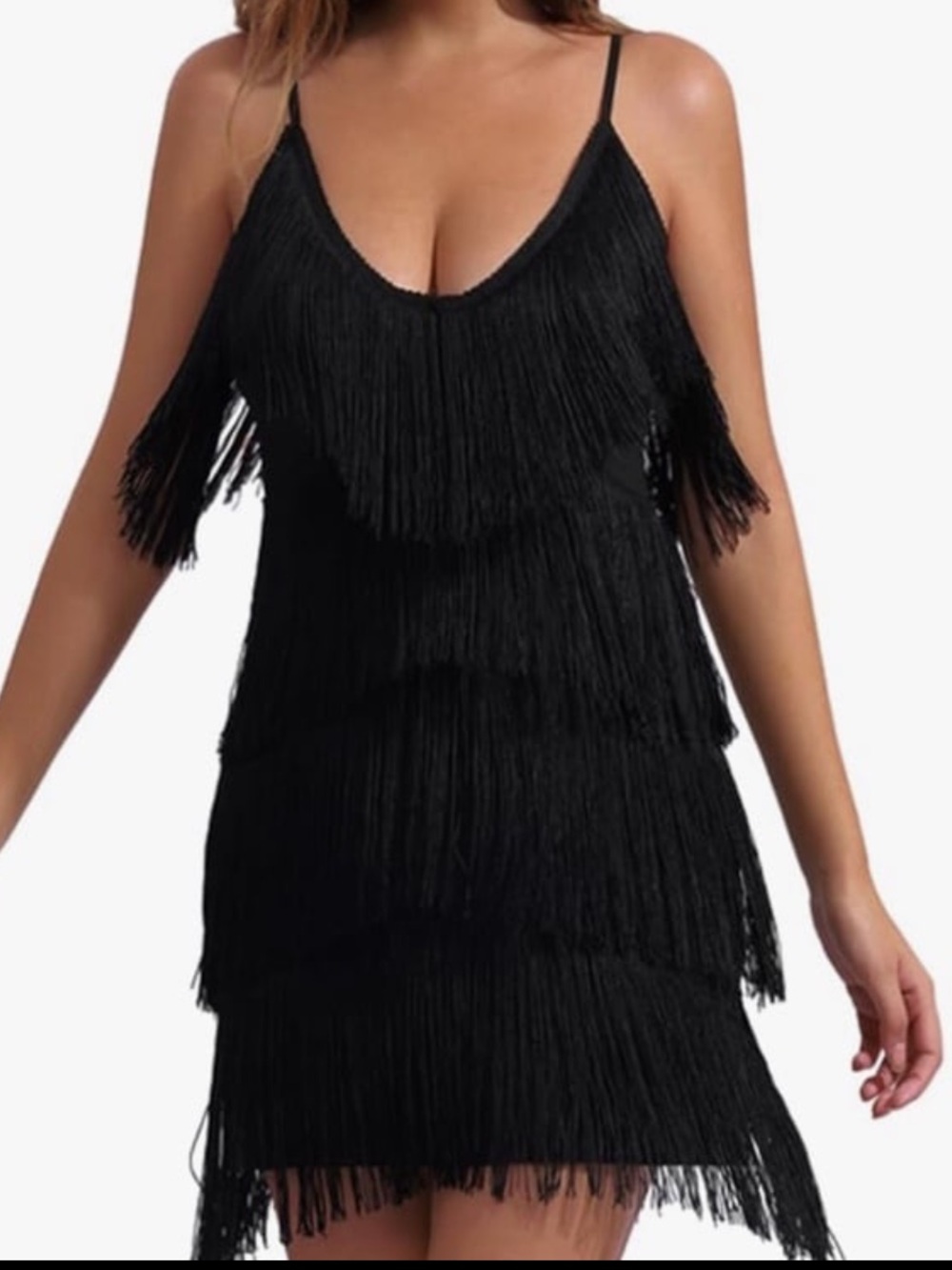 NEW L’Vow Women Black Fringe Maxi Dress | Sleeveless Statement Party Dress